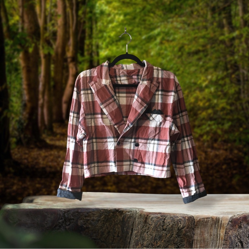 Homemade Plaid Women's Crop Jacket - Picture 3 of 13